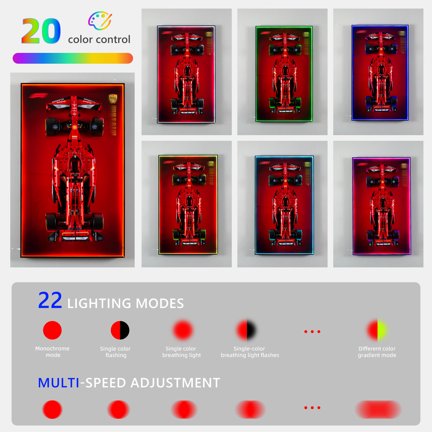Premium Wall Display Frame Compatible with LEGO® Technic™ Ferrari SF-24 F1 Car 42207