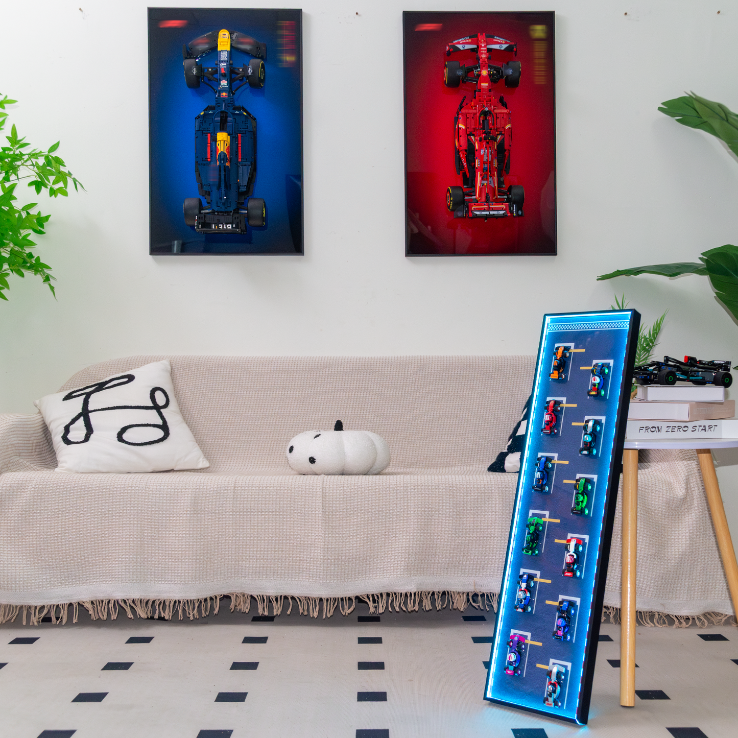Premium Wall Display Frame Compatible with LEGO® Minifigures F1® Collectible Race Cars 71049