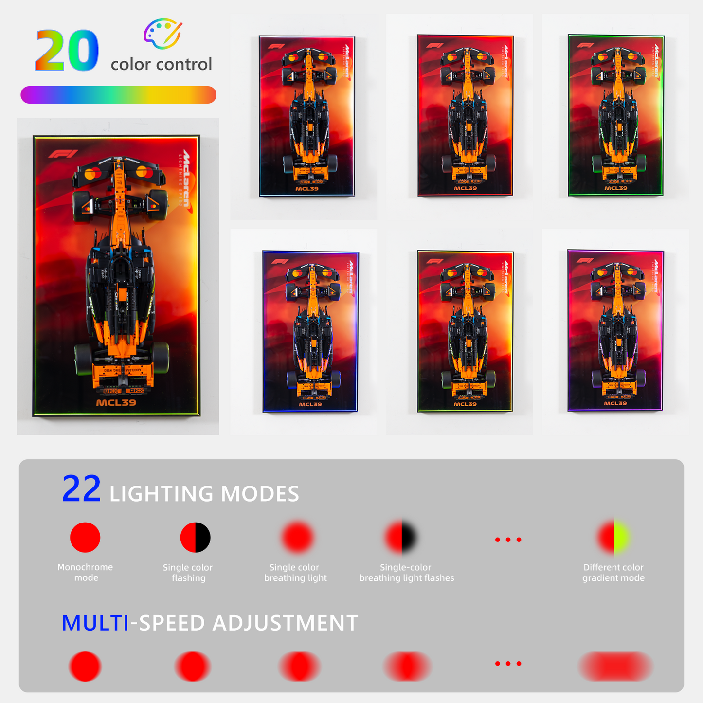 Premium Wall-Mounted Display Frame Compatible with LEGO® Technic™ McLaren MCL39 F1® Car 42228