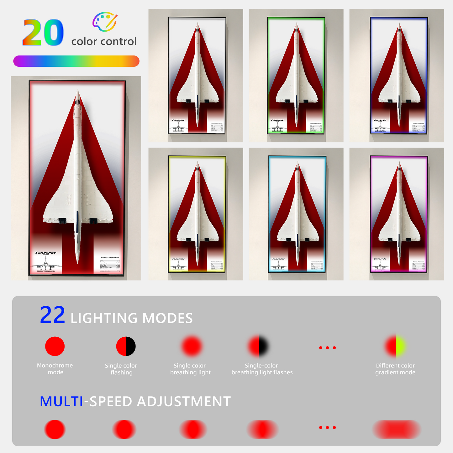 Premium Wall Display Frame Compatible with LEGO® Icons Concorde 10318