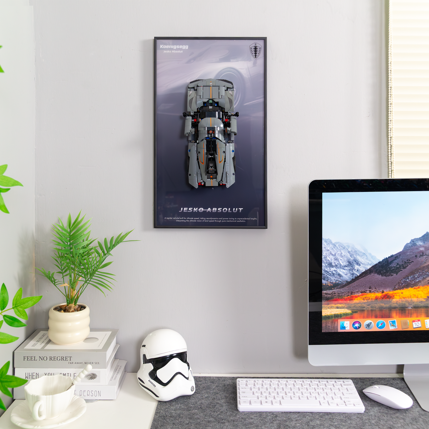 Premium Wall Display Frame Compatible with LEGO® Technic™ Koenigsegg Jesko Absolut Grey Hypercar 42173