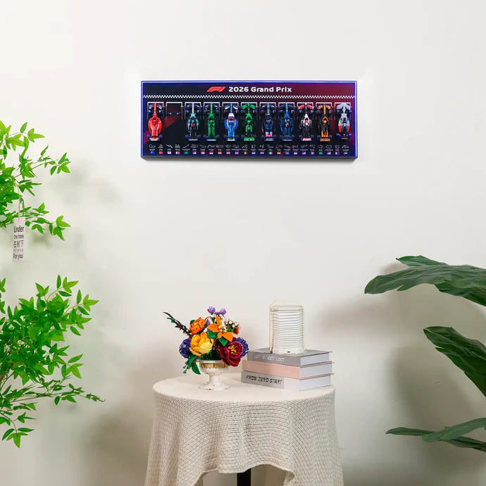 Premium Wall Display Frame for F1 Models, Compatible with LEGO Speed Champions 2026 Series, Panoramic 110cm Aluminum Frame for Full Grid Showcase