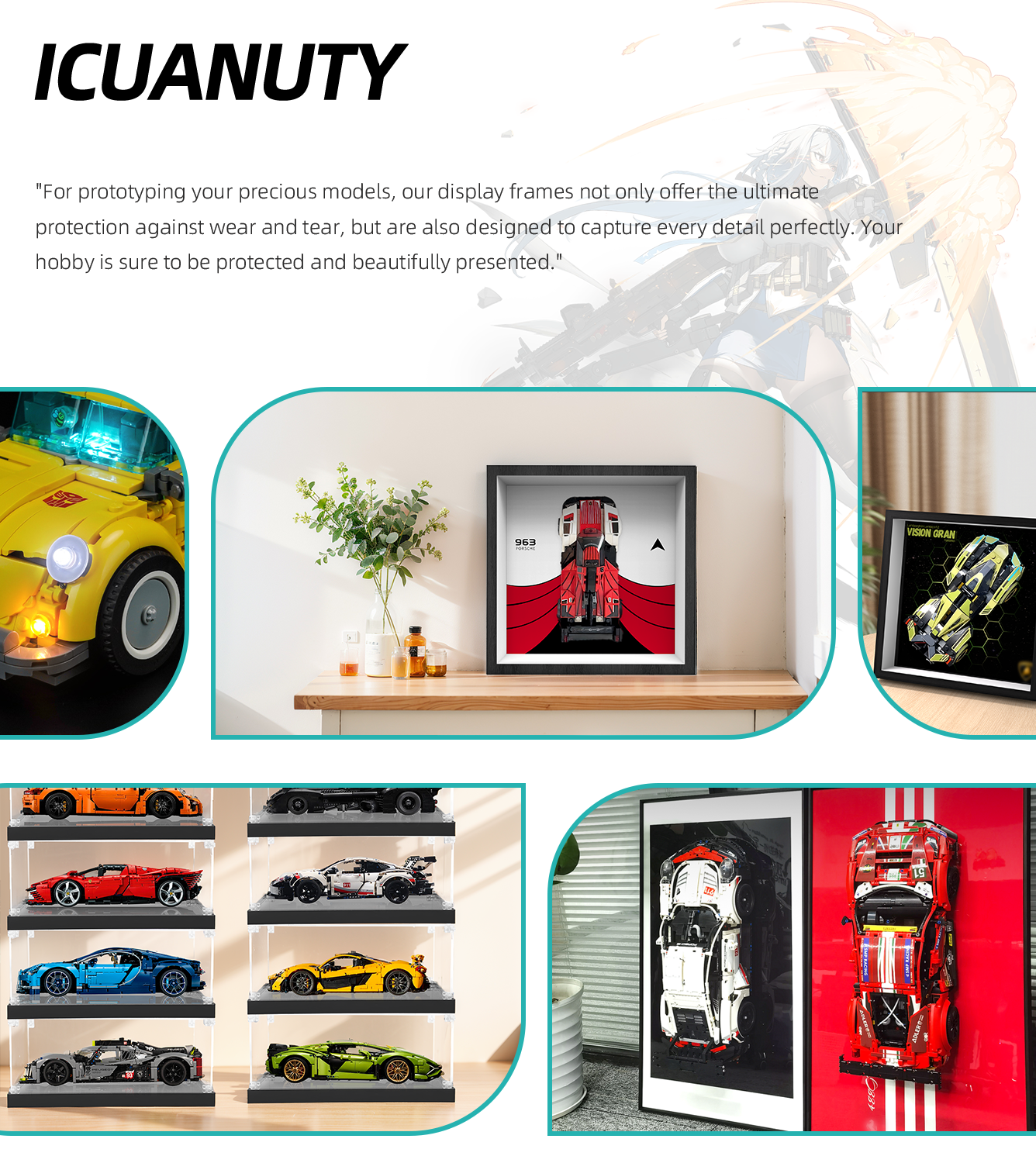 Premium Wall Display Frame Compatible with LEGO® Speed Champions 76916