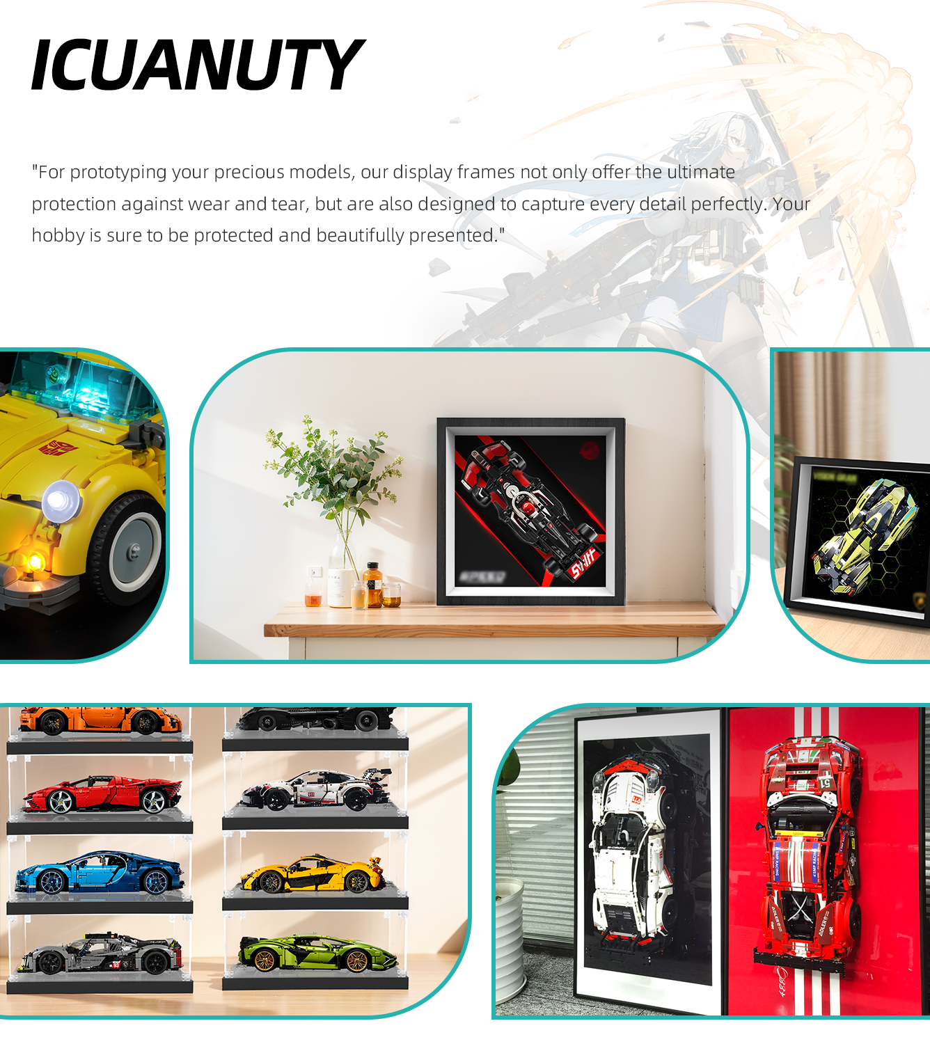 Premium Wall Display Frame Compatible with LEGO® Speed Champions 77250