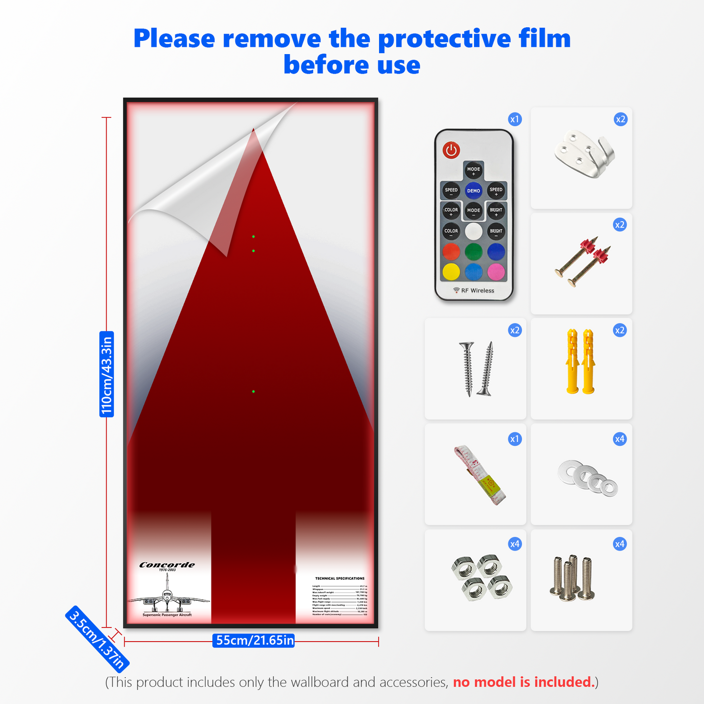 Premium Wall Display Frame Compatible with LEGO® Icons Concorde 10318