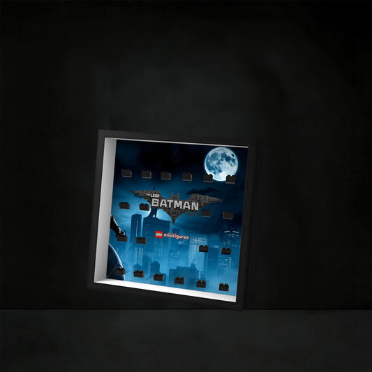 Premium Wooden Wall Display Frame Compatible with THE LEGO® BATMAN MOVIE Series 1 71017