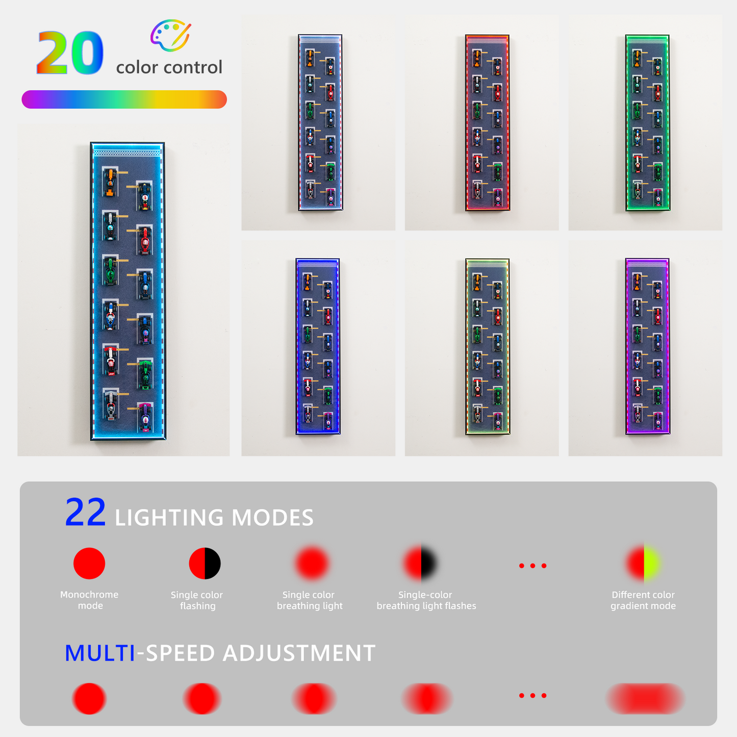 Premium Wall Display Frame Compatible with LEGO® Minifigures F1® Collectible Race Cars 71049
