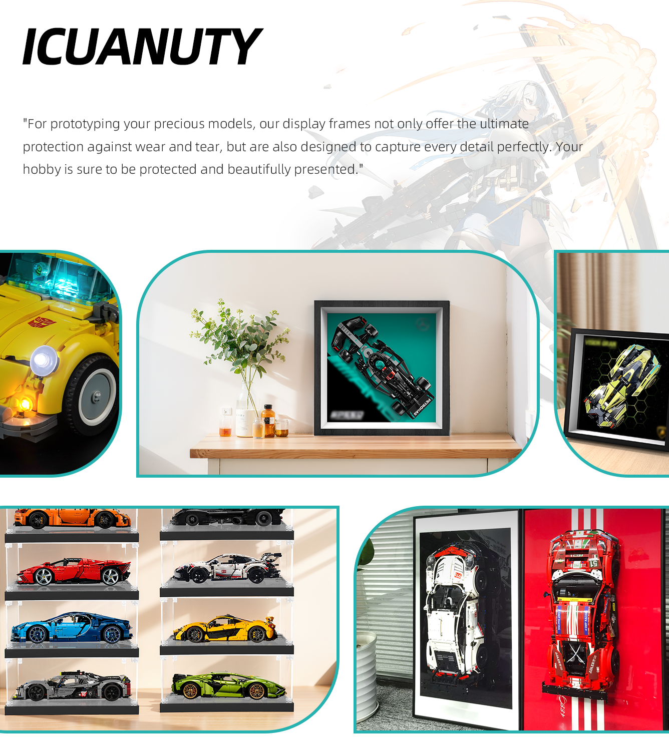 Premium Wall Display Frame Compatible with LEGO® Speed Champions 77244
