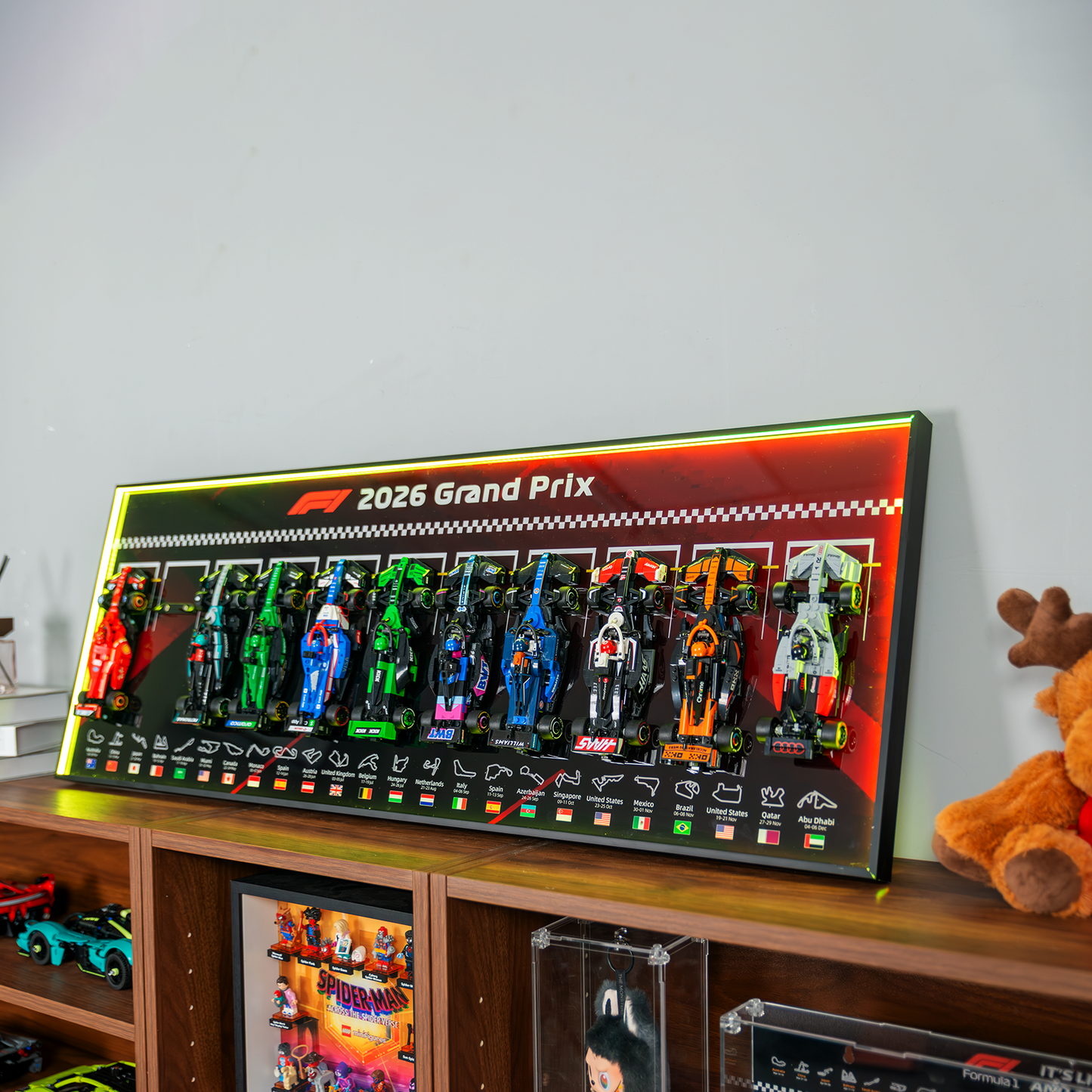 Premium 11-in-1 Panoramic Wall Display Frame Compatible with 2026 LEGO® Speed Champions F1® Series