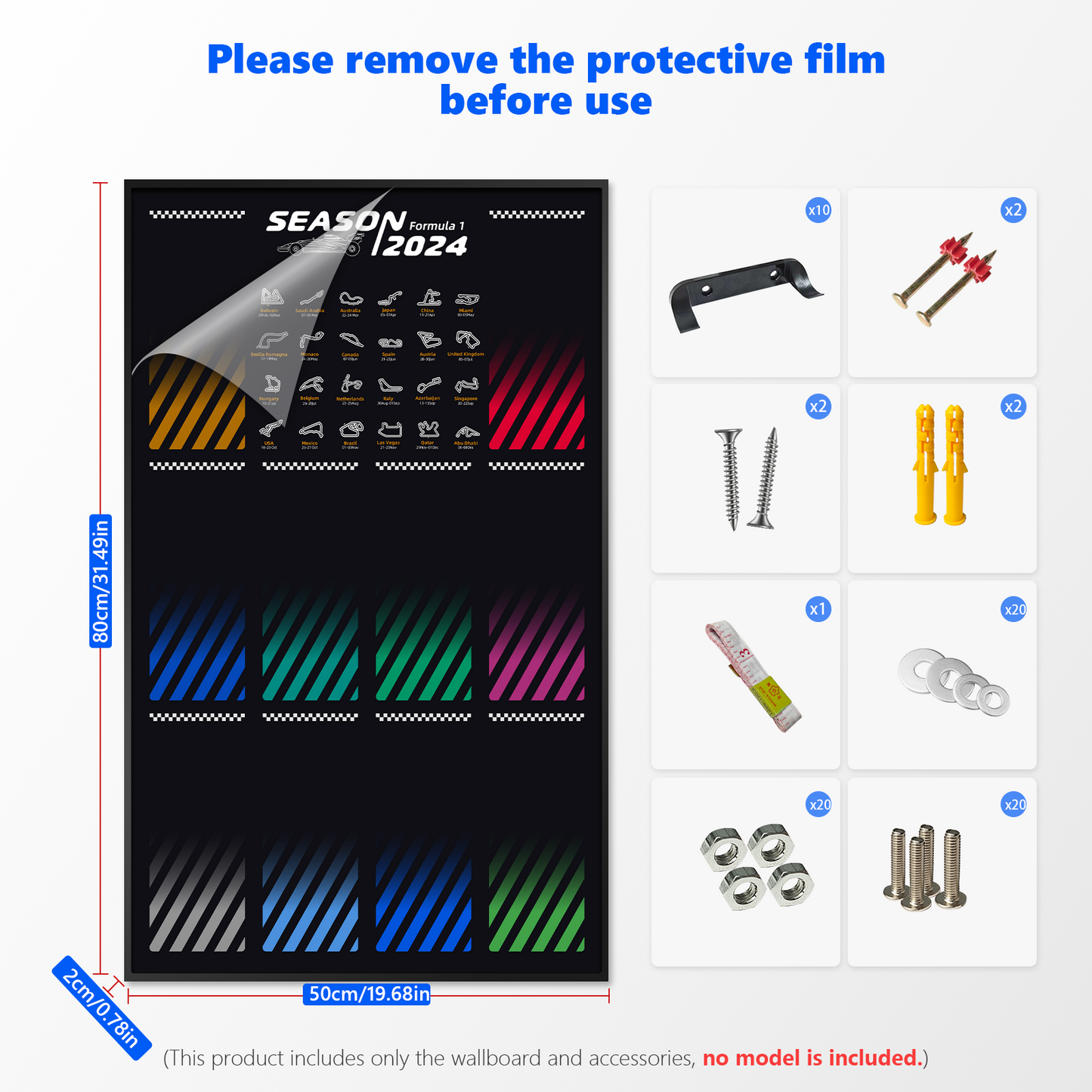 Premium 10-in-1 F1 Wall Display Frame Compatible with LEGO® Speed Champions