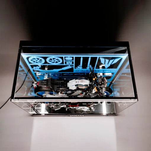 Premium LED Display Case for LEGO® 42159 Yamaha MT-10 SP | M-Size Stackable Case with Conductive Power Tabs | Mirror Base