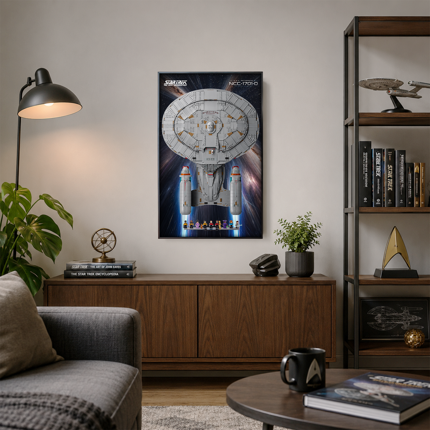 Premium Wall Mount Display Backdrop Board for LEGO Icons 10356 Star Trek USS Enterprise NCC-1701 | 3D Acrylic Floating Starship Showcase Plaque