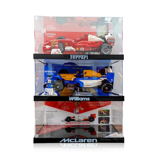 Universal F1 Display Case for LEGO® Icons 10330, 10353 & 11375 | Museum-Grade Stackable Acrylic Box | Dust-Proof UV Protection