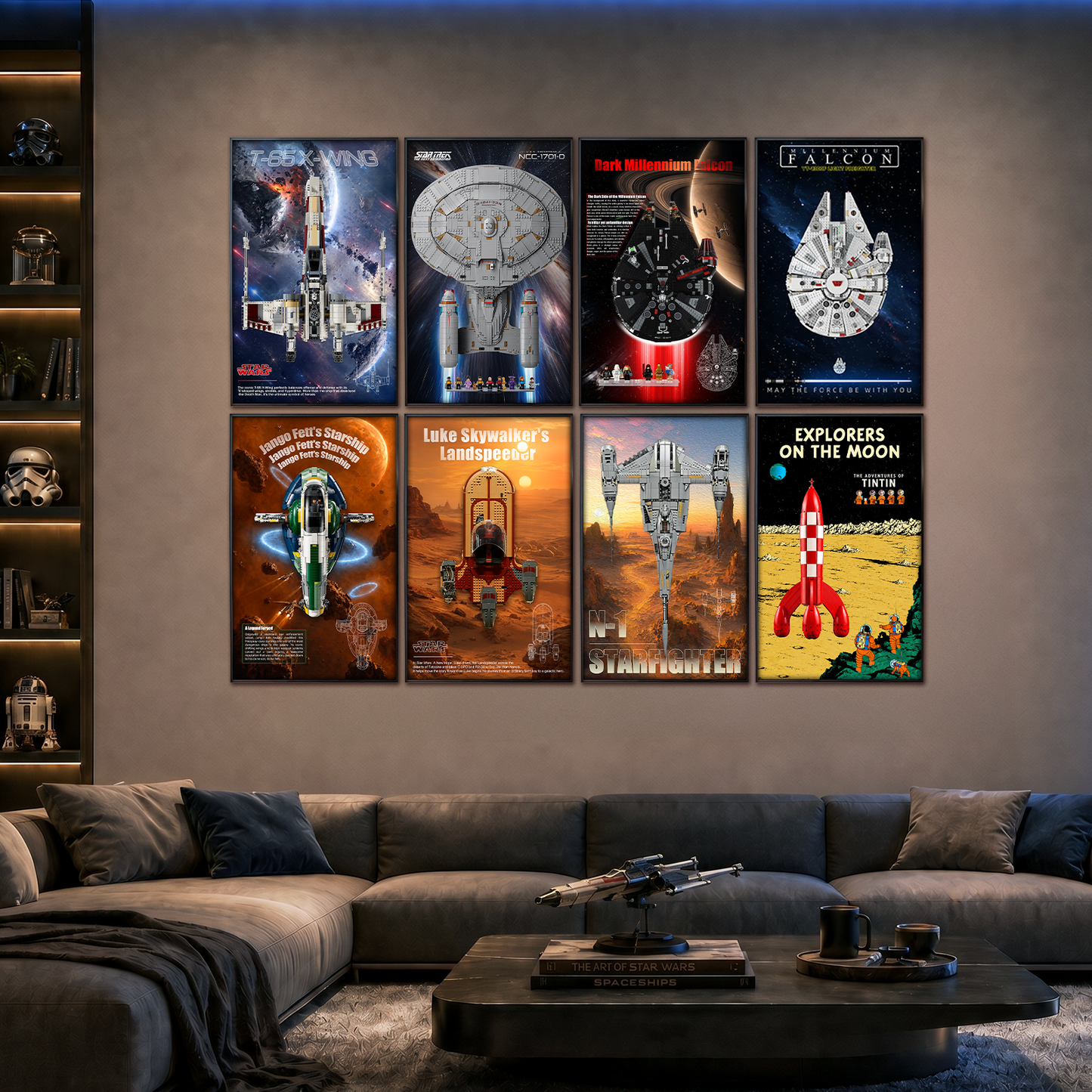 Premium Wall Mount Display Board for LEGO® Star Wars UCS & Icons Sets 3D Acrylic Floating Starship Plaque Frame for LEGO 75355, 75341, 10356, 11378, 75442, 75409, 75389, 21367