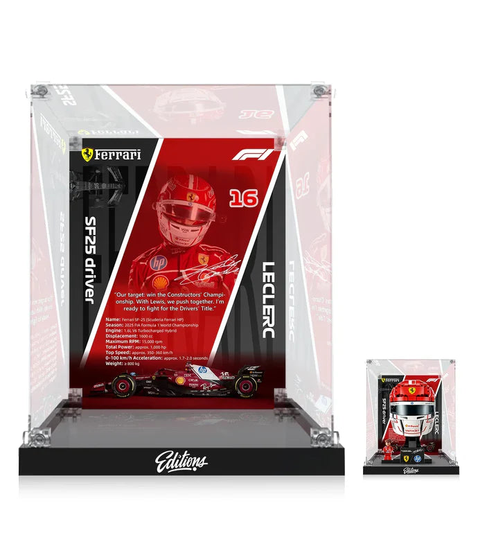 Premium Display Case for LEGO® 43014 Charles Leclerc Ferrari Helmet | Museum-Grade Acrylic Box | Dust-Proof & UV Protection