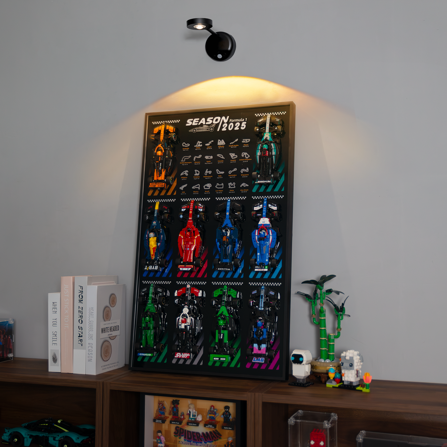 Wireless LED Spotlight for LEGO® Display Frames | Rechargeable Motion Sensor Wall Light with Remote | 3 Color Temperatures