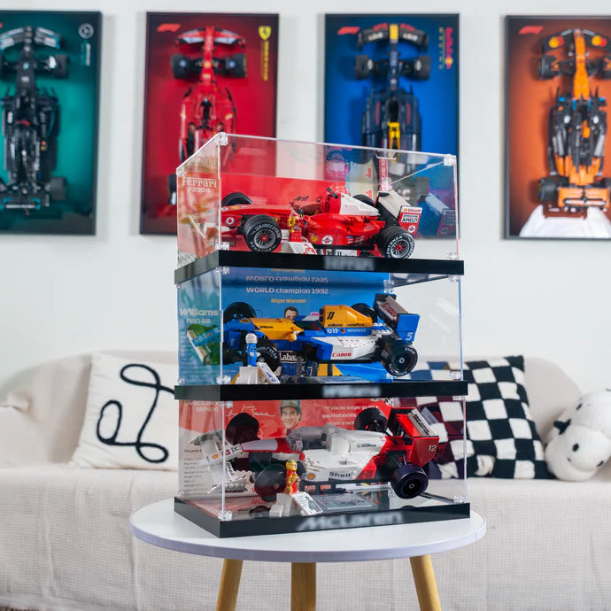 Universal F1 Display Case for LEGO® Icons 10330, 10353 & 11375 | Museum-Grade Stackable Acrylic Box | Dust-Proof UV Protection