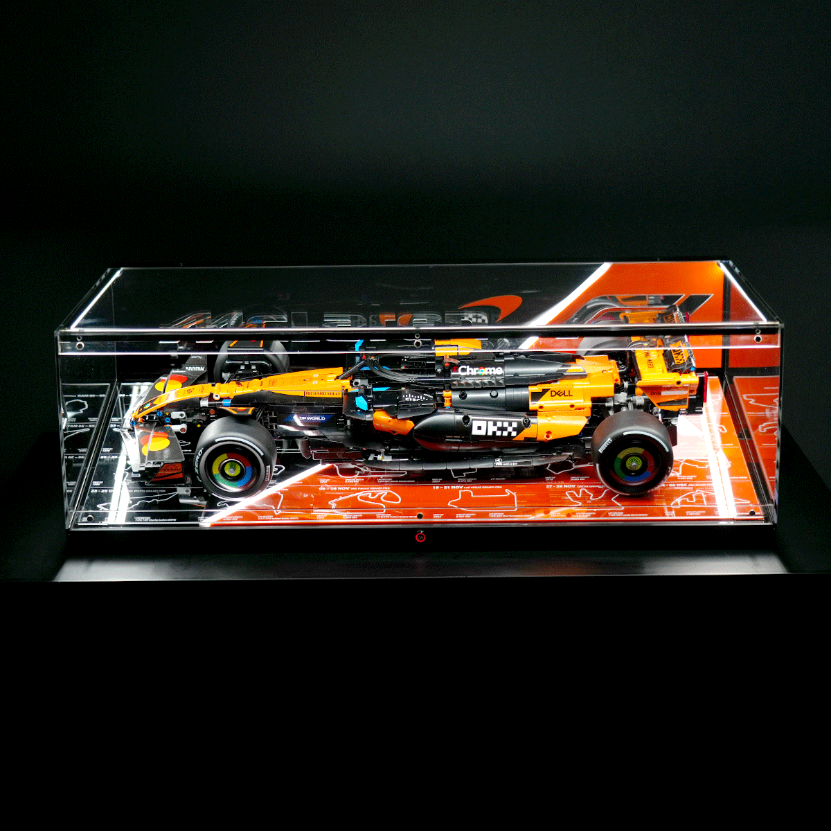 Stackable XL F1 Display Case for LEGO® Technic | Dustproof Magnetic Door & Lighted Base
