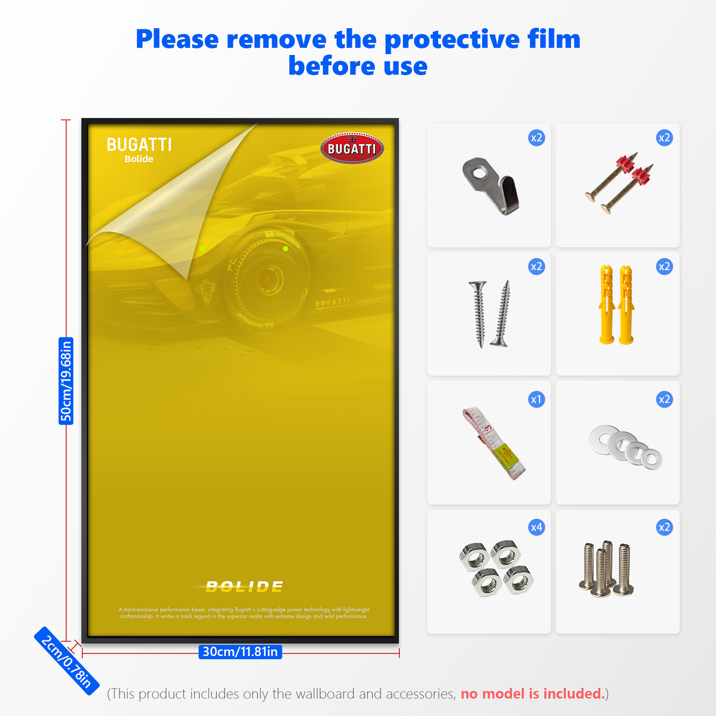 Premium Wall Display Frame Compatible with LEGO® Technic™ Bugatti Bolide 42151