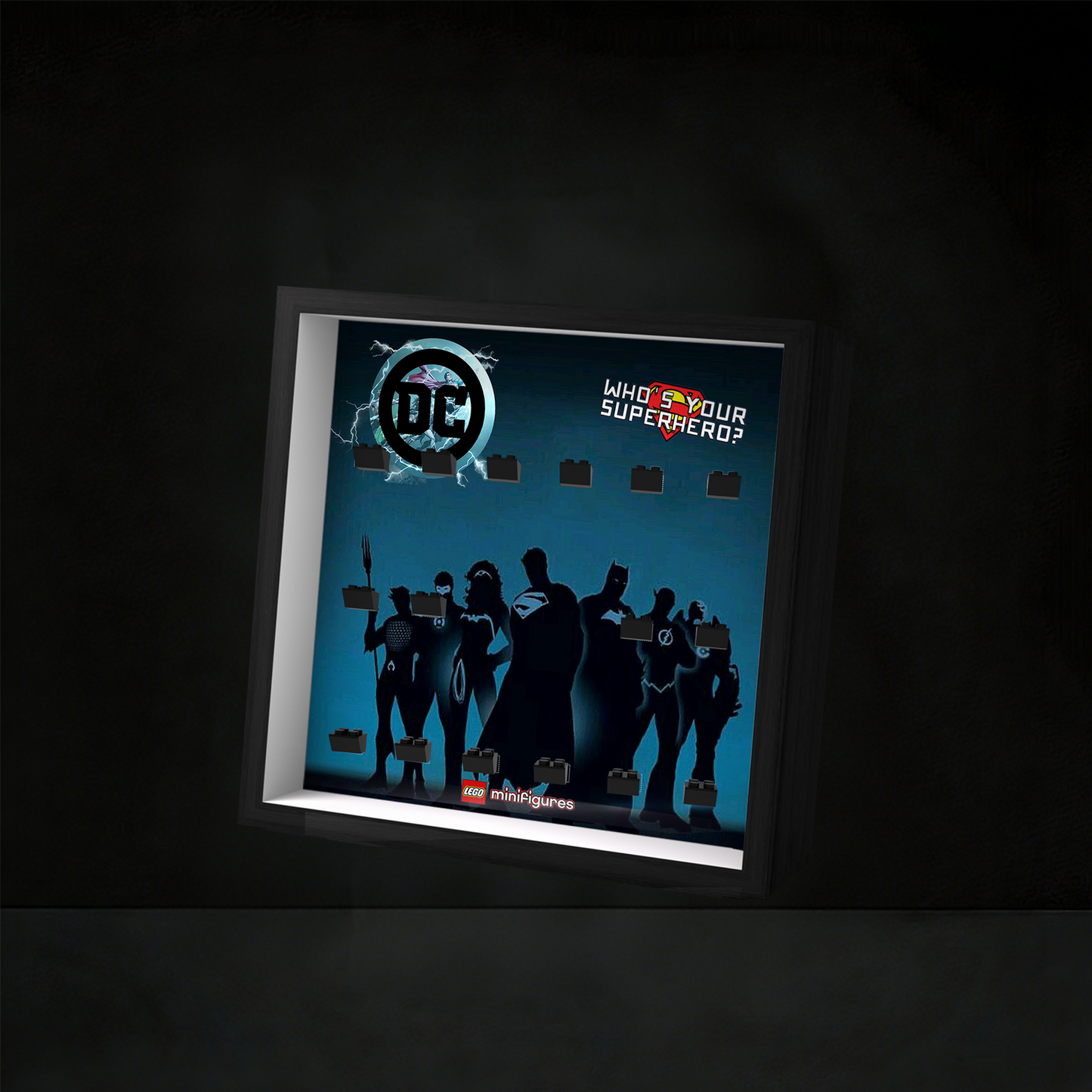 Premium Wooden Wall Display Frame Compatible with LEGO® Minifigures DC Super Heroes Series 71026