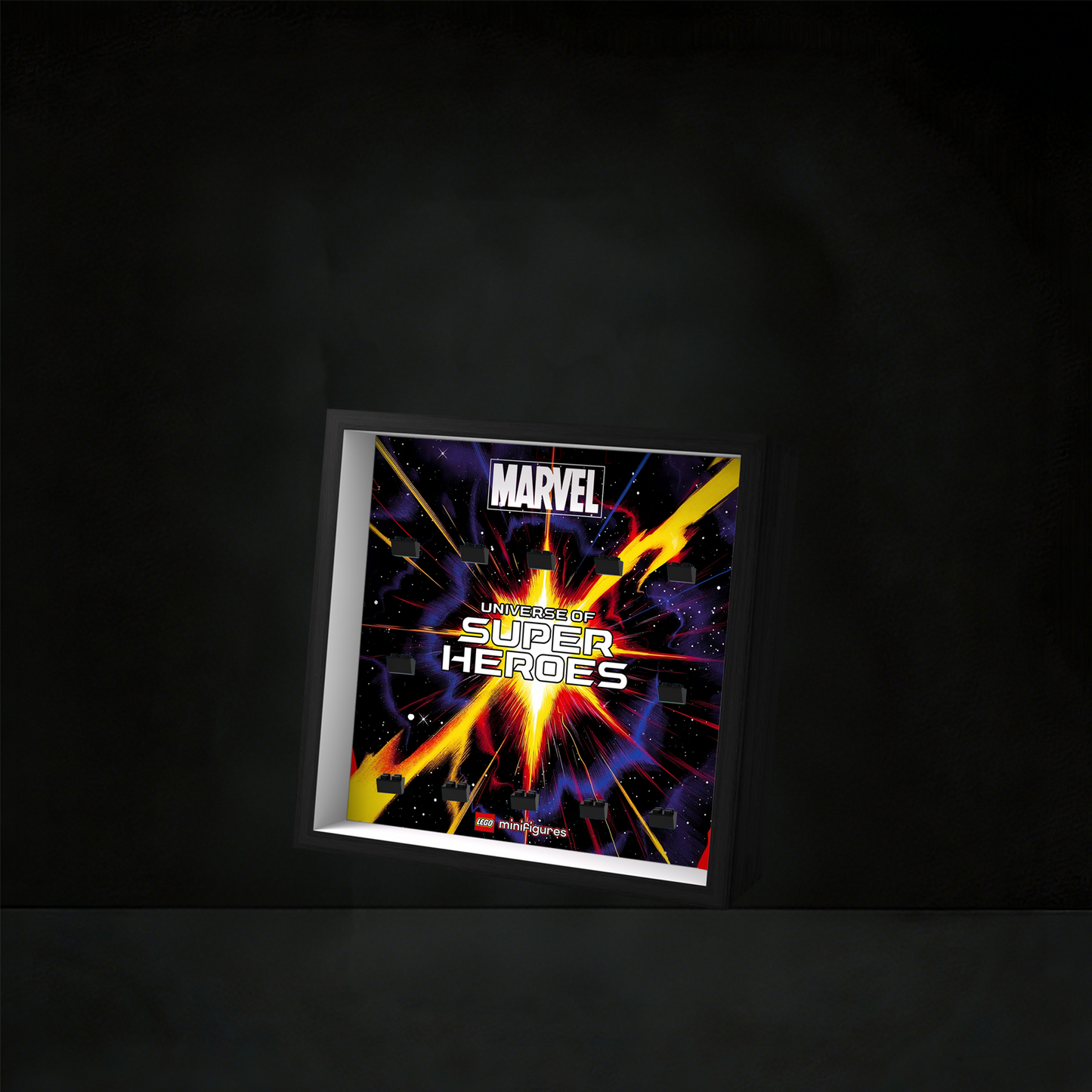 Premium Wooden Wall Display Frame Compatible with LEGO® Minifigures Marvel Series 2 71039