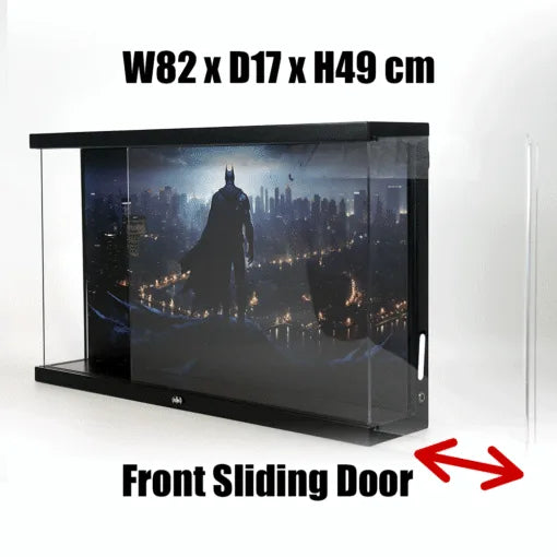 Premium Pine Wood LED Display Case for LEGO® 76271 Gotham City | Sliding Acrylic Door | Integrated Power Bank Compartment