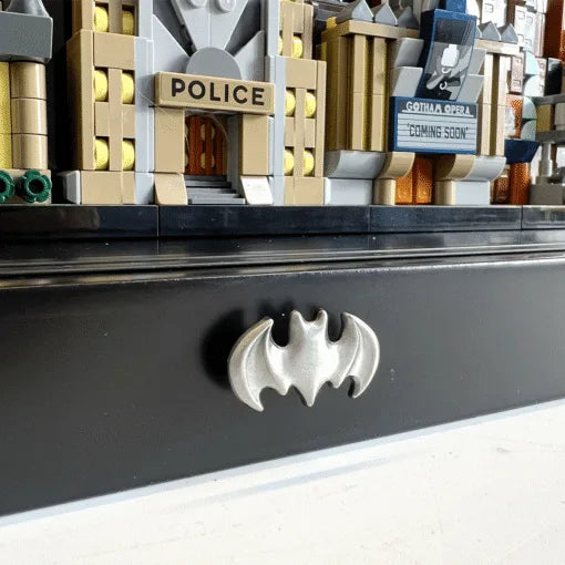 Premium Pine Wood LED Display Case for LEGO® 76271 Gotham City | Sliding Acrylic Door | Integrated Power Bank Compartment