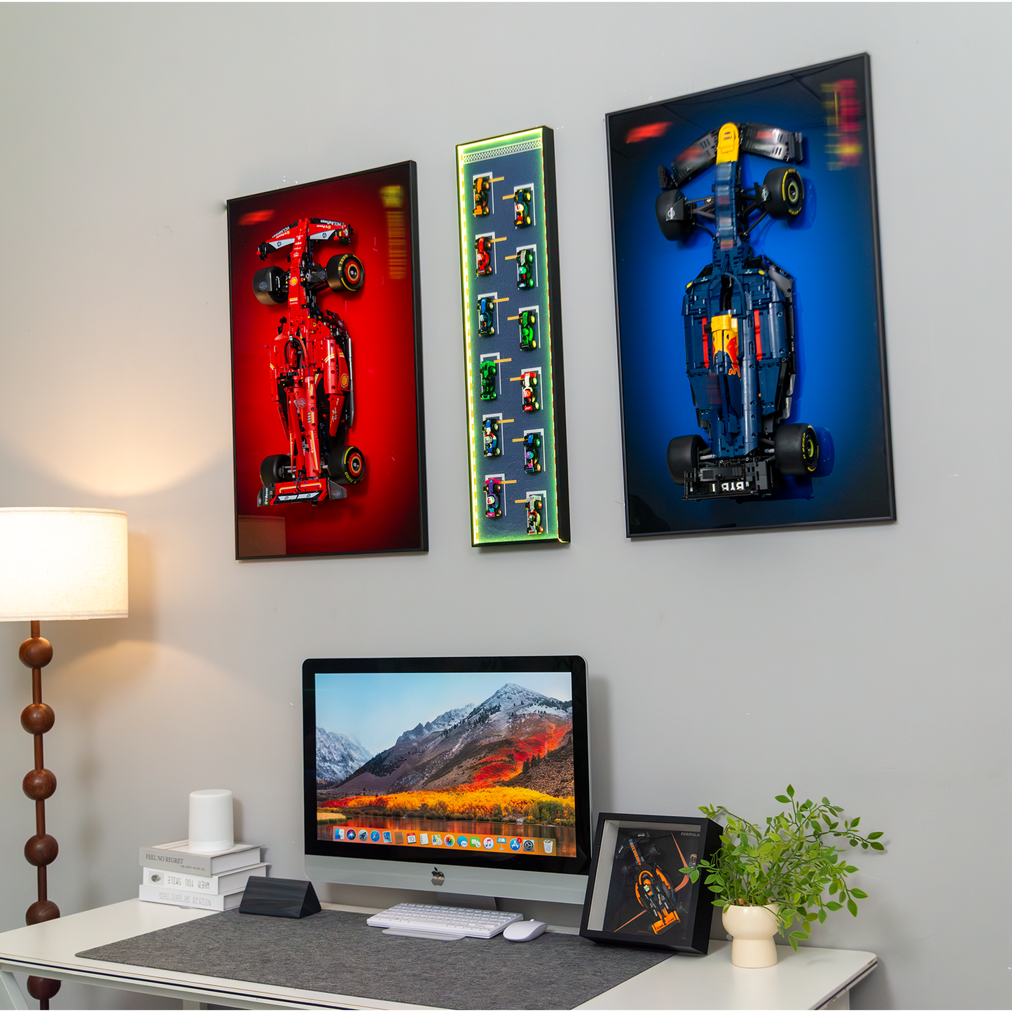Premium Wall Display Frame Compatible with LEGO® Minifigures F1® Collectible Race Cars 71049