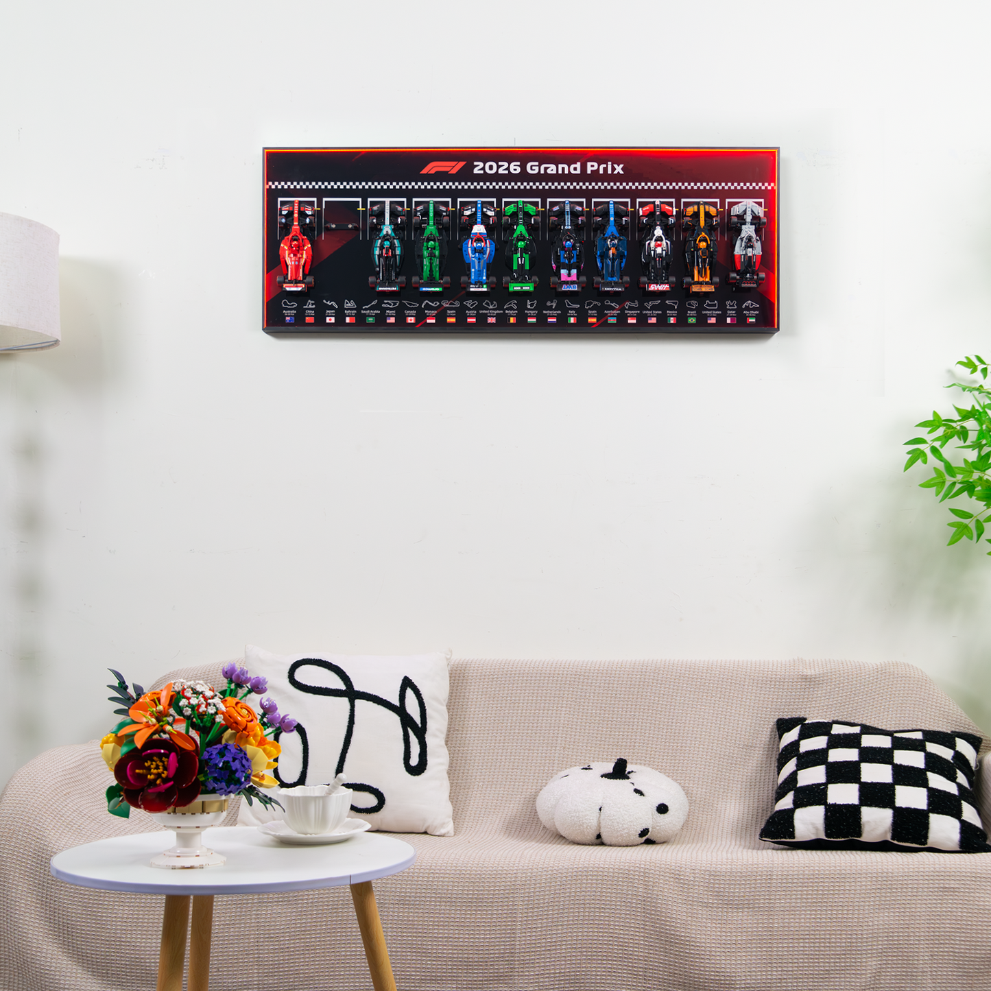 Premium 11-in-1 Panoramic Wall Display Frame Compatible with 2026 LEGO® Speed Champions F1® Series