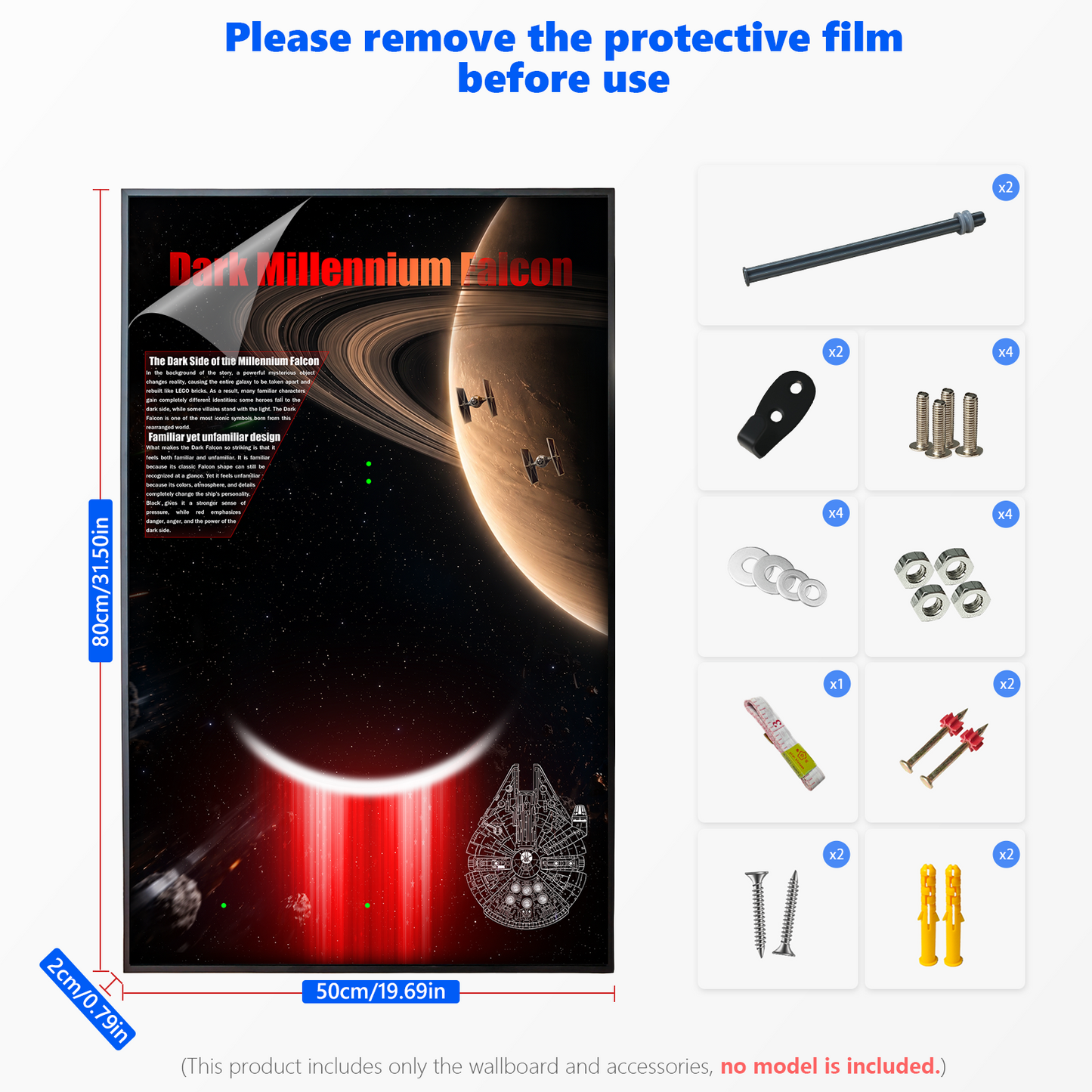 Premium Wall Mount Display Backdrop Board for LEGO Star Wars 75389 The Dark Falcon | 3D Acrylic Floating Showcase Frame Plaque for Rebuild The Galaxy Set