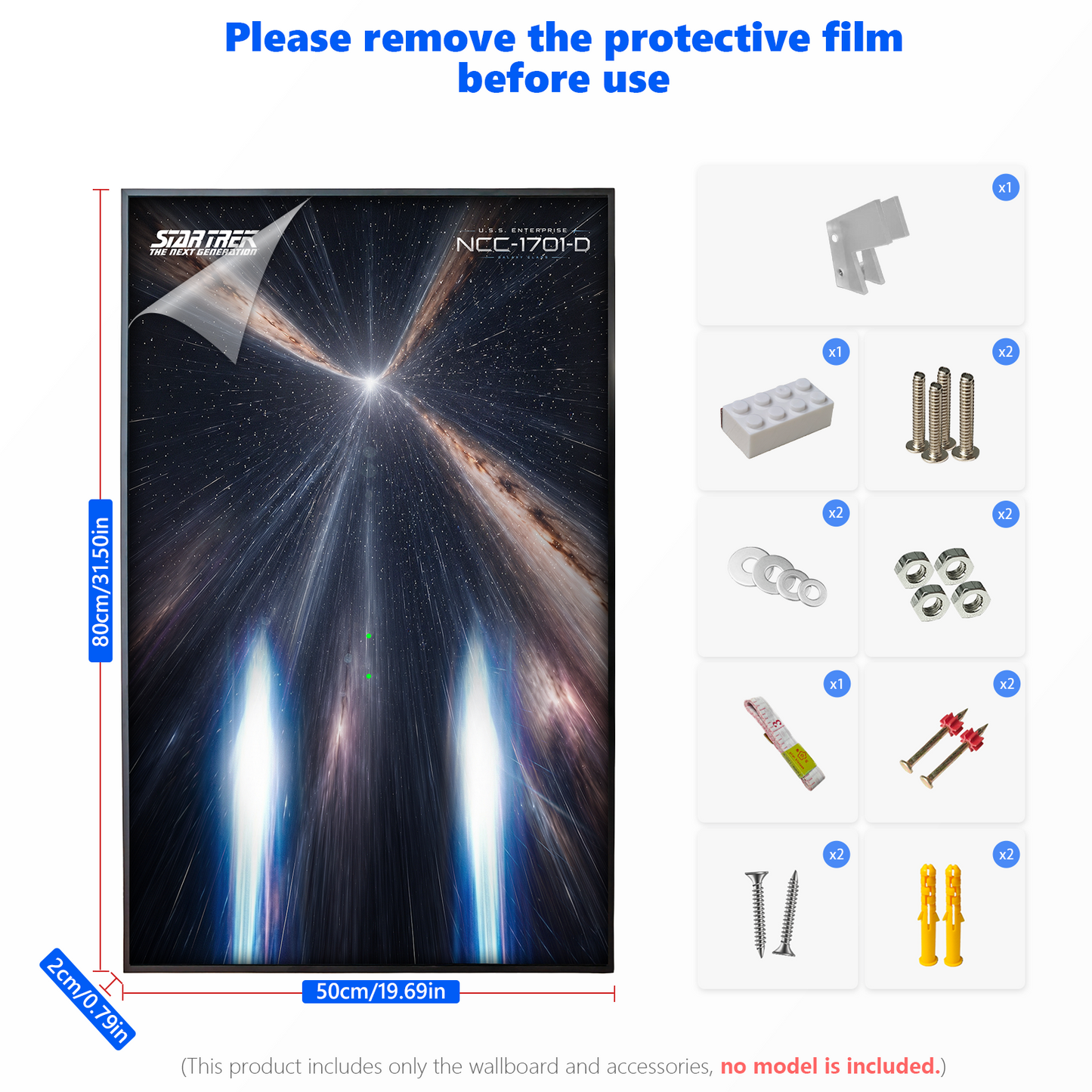 Premium Wall Mount Display Backdrop Board for LEGO Icons 10356 Star Trek USS Enterprise NCC-1701 | 3D Acrylic Floating Starship Showcase Plaque