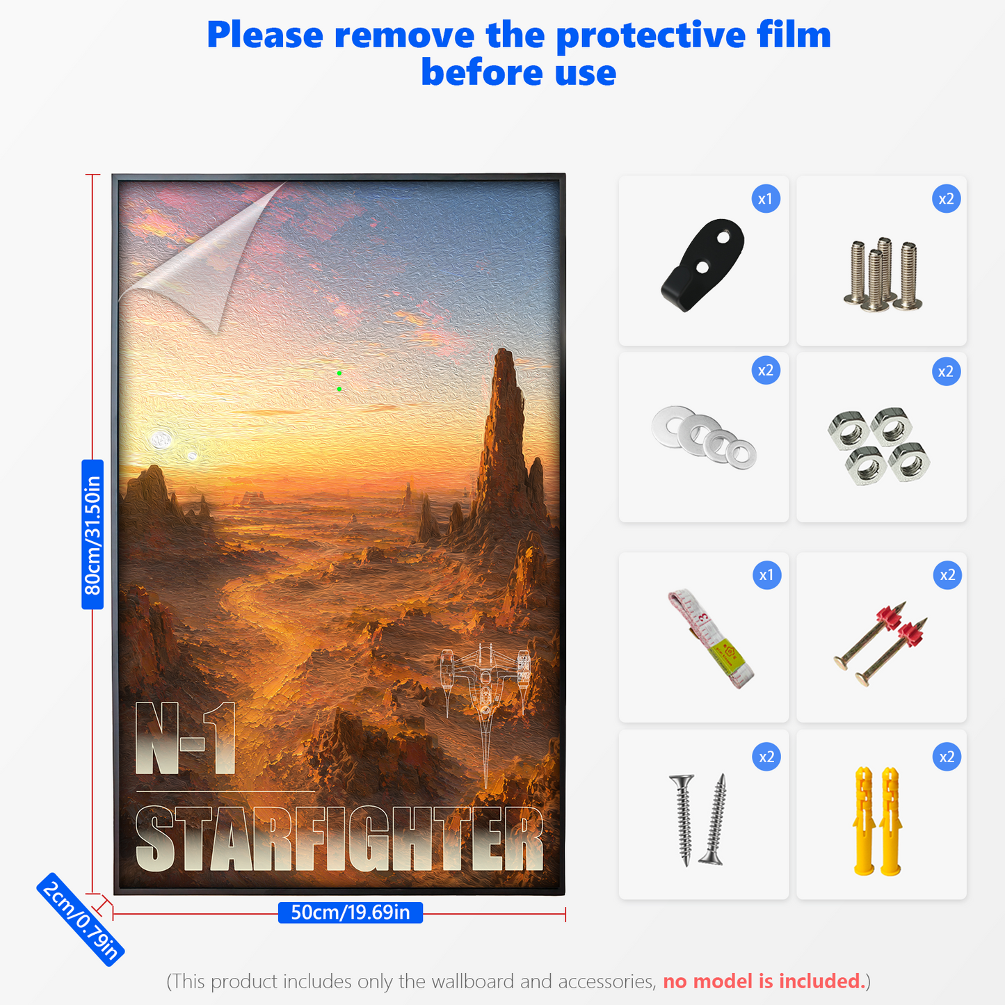 Premium Wall Mount Display Backdrop Board for LEGO Star Wars 75442 The Mandalorian's N-1 Starfighter | 3D Acrylic Floating UCS Showcase Frame Plaque