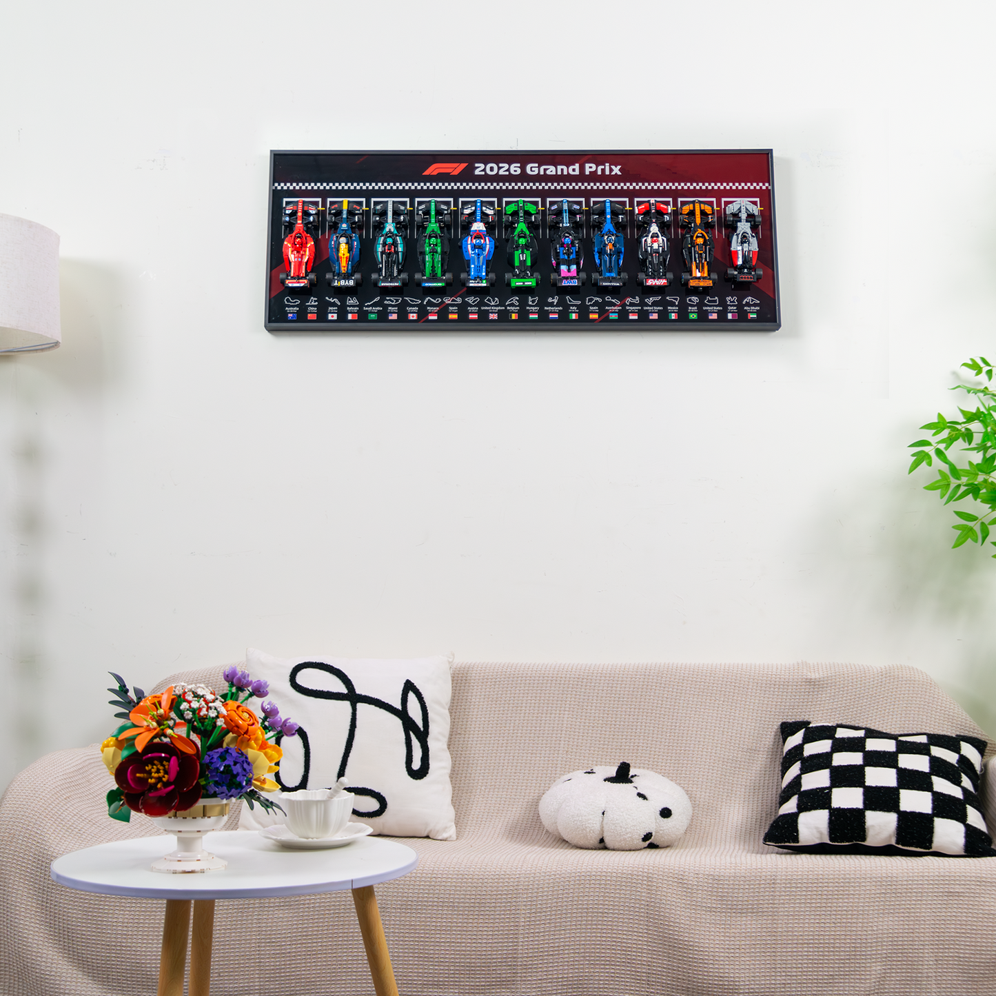 Premium 11-in-1 Panoramic Wall Display Frame Compatible with 2026 LEGO® Speed Champions F1® Series