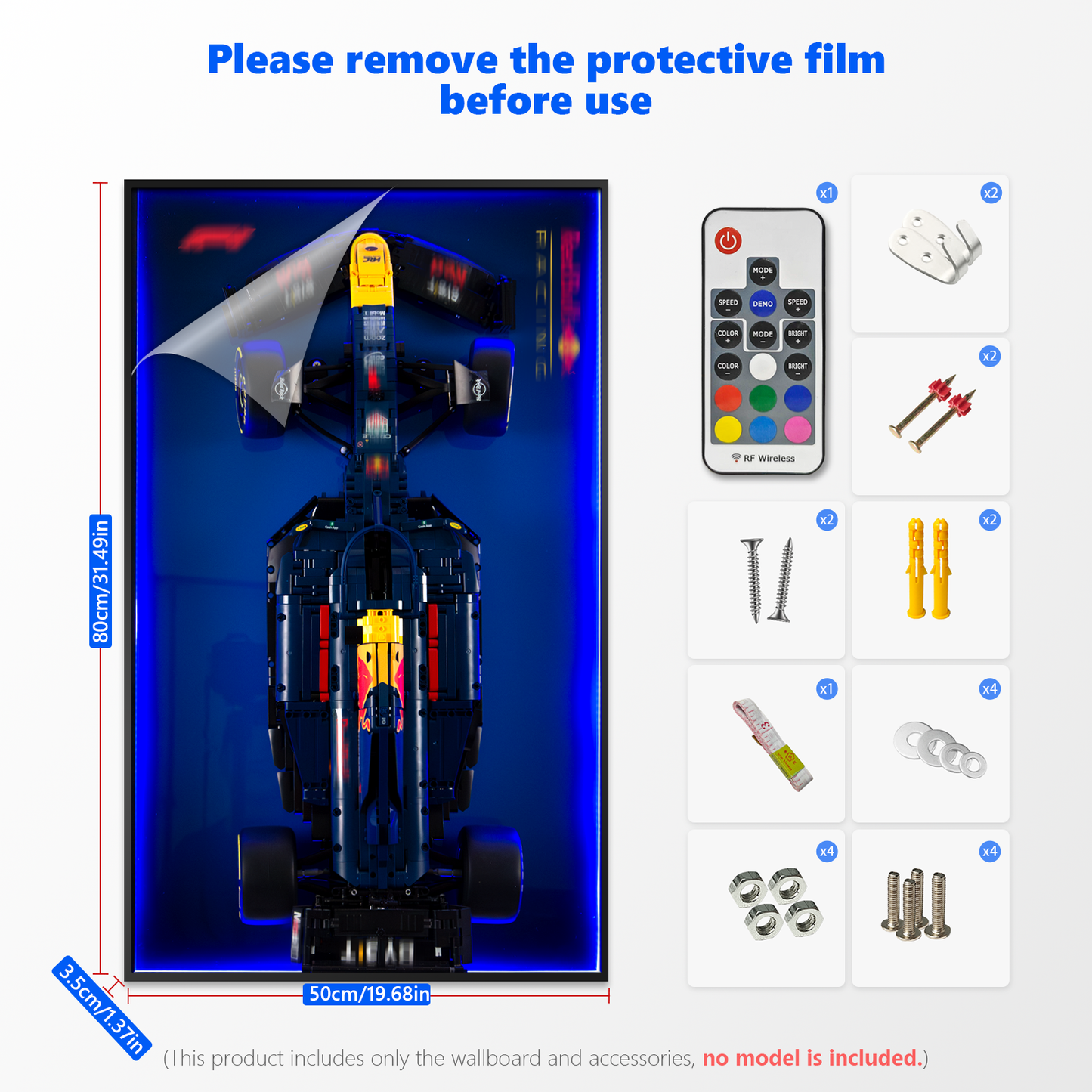 Premium Wall Display Frame Compatible with LEGO Oracle Red Bull Racing RB20 F1 Car 42206