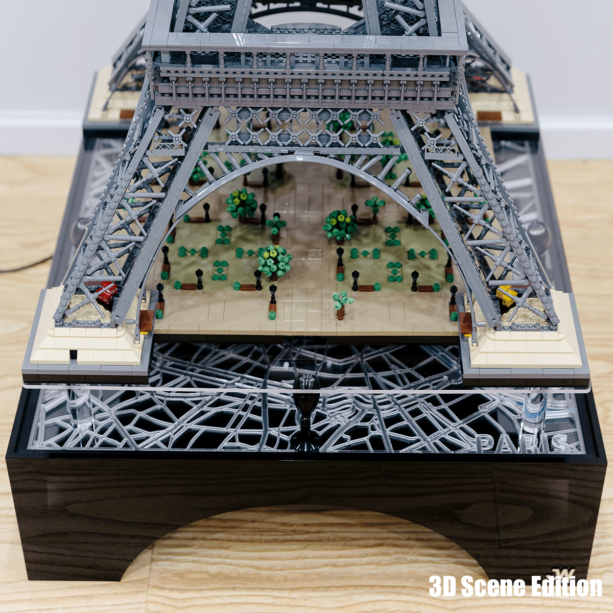 Premium LED Display Base for Eiffel Tower 10307 – 3D Edition, Compatible with LEGO, Acrylic Lighted Stand with Paris Map