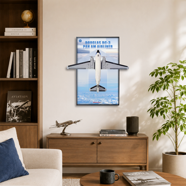 Premium Wall Mount Display Backdrop Board for LEGO Icons 11378 Douglas DC-3 Pan Am Passenger Plane | 3D Acrylic Floating Airplane Showcase Frame Plaque
