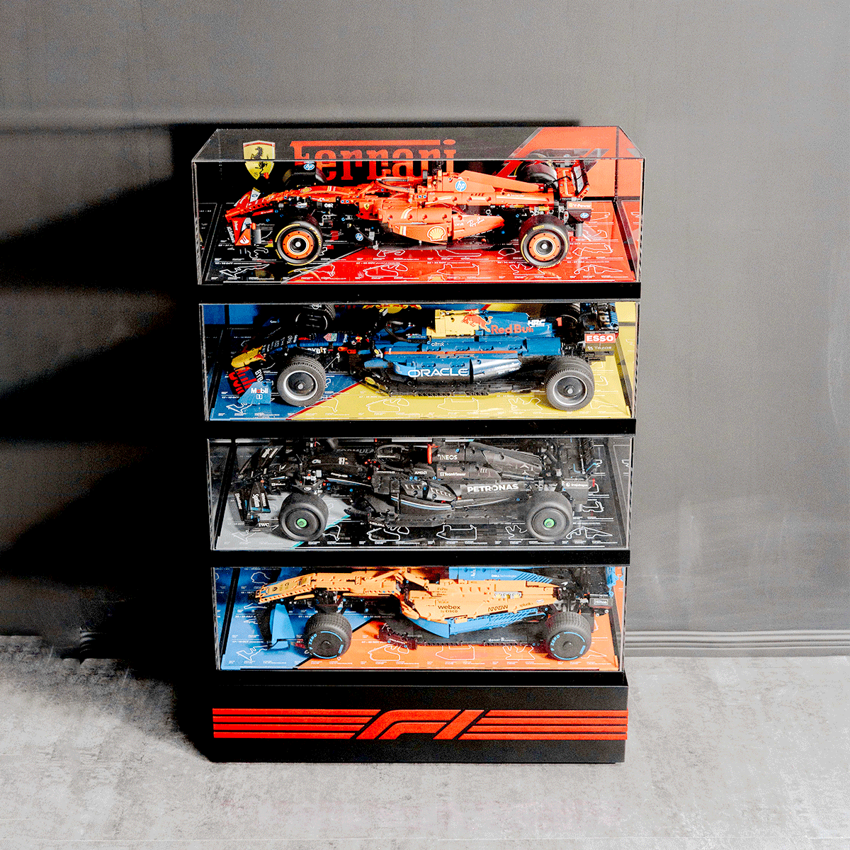 Stackable XL F1 Display Case for LEGO® Technic | Dustproof Magnetic Door