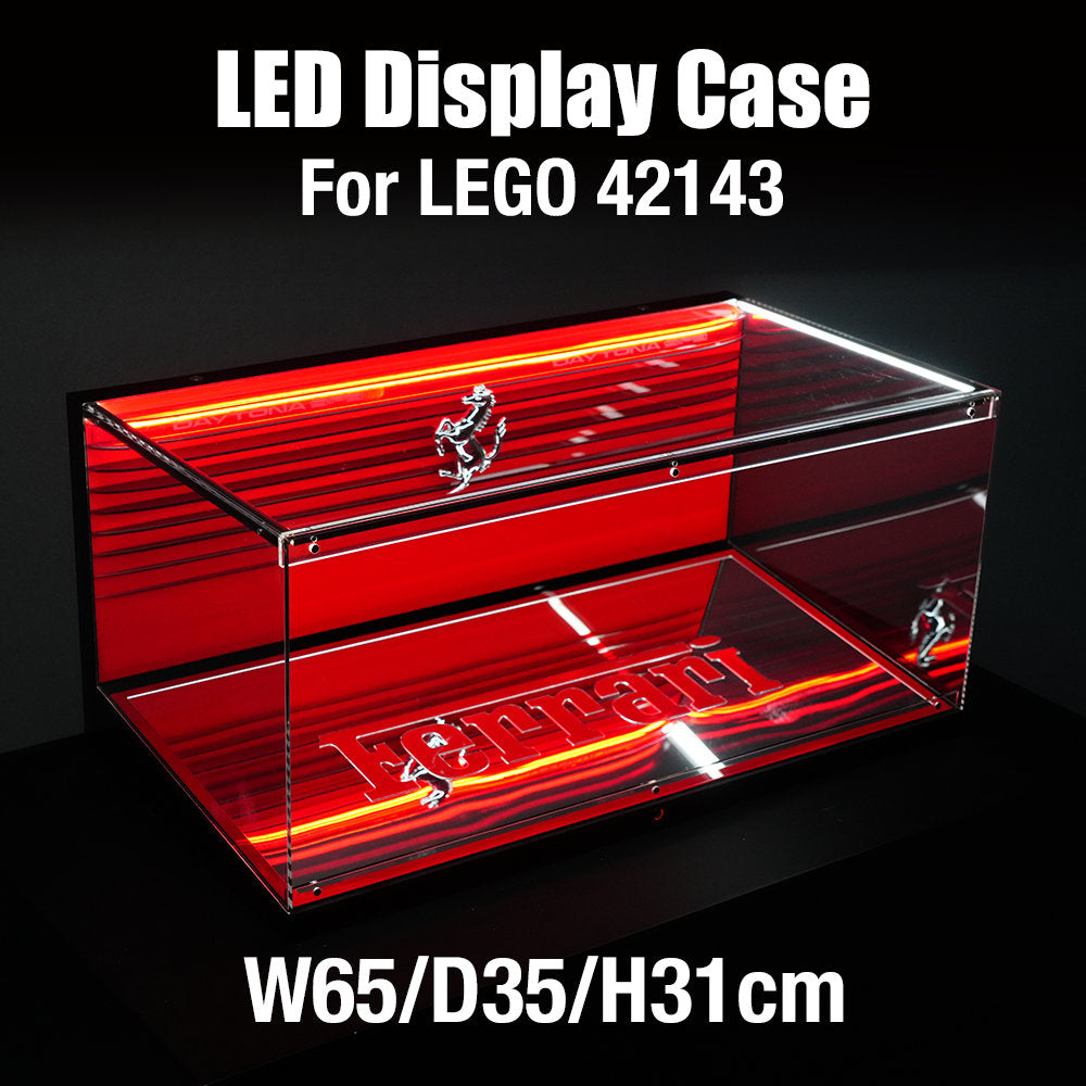 The Ultimate RGB LED Showcase with Premium Sloped Wooden Base for LEGO 1:8 Flagship Supercars - Wireless Stacking Edition