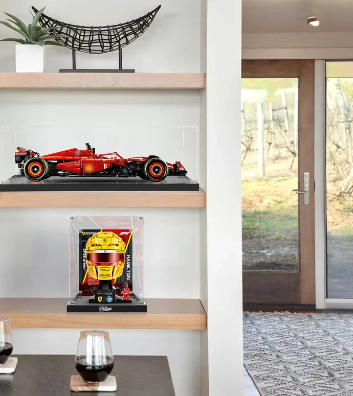 Premium LED Display Case for LEGO® 43022 Ferrari Lewis Hamilton Helmet | Museum-Grade Acrylic Box | Dust-Proof & UV Protection