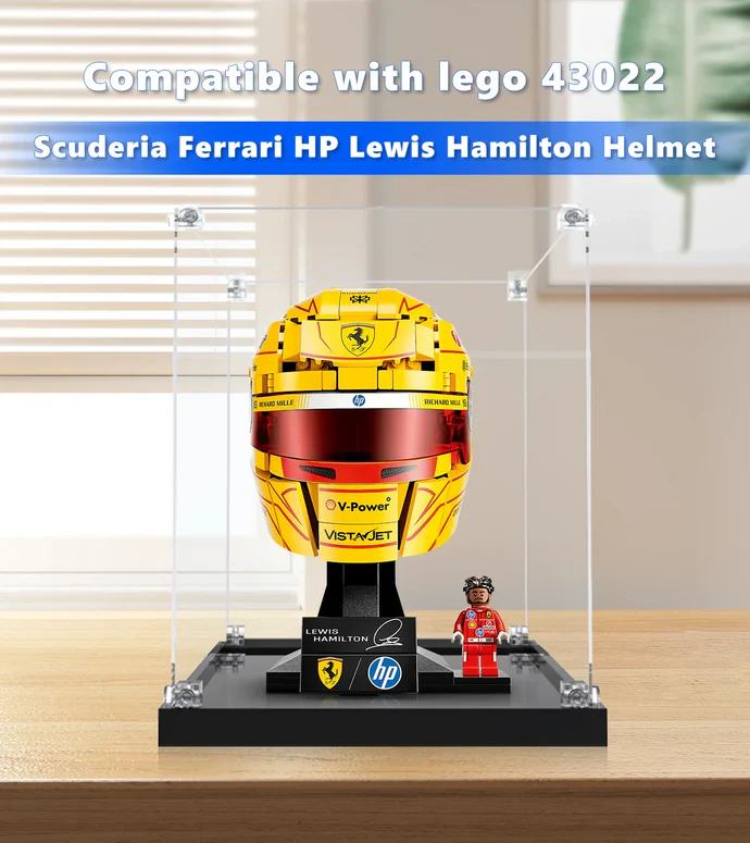 Premium LED Display Case for LEGO® 43022 Ferrari Lewis Hamilton Helmet | Museum-Grade Acrylic Box | Dust-Proof & UV Protection