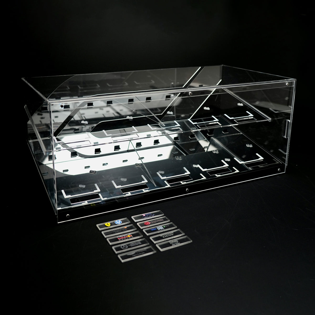 LED Display Case for LEGO® Speed Champions F1™ Series | 10 or 12 Slots | Stackable Wall Mount with Magnetic Door