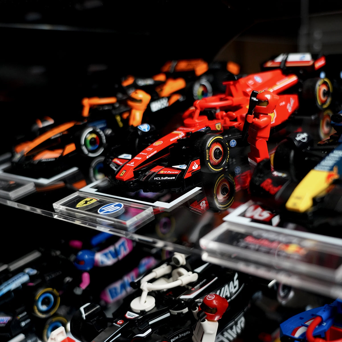 LED Display Case for LEGO® Speed Champions F1™ Series | 10 or 12 Slots | Stackable Wall Mount with Magnetic Door