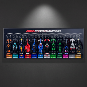 The Ultimate F1 Starting Grid: Horizontal Wall Display for 12 LEGO F1 Cars | Premium Aluminum Alloy Frame | Custom Team Backdrops