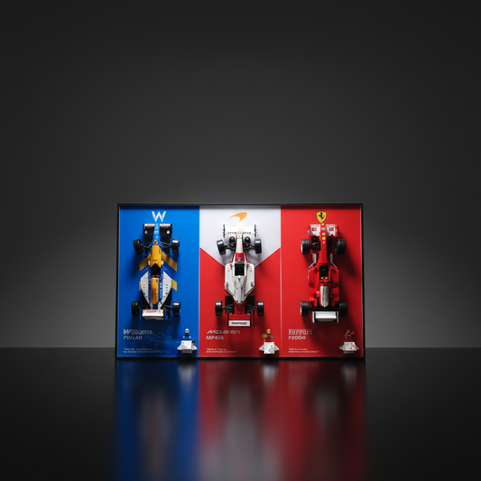 Premium Wall Display Frame for LEGO® Icons F1 Legends | Williams FW14B, McLaren MP4/4, Ferrari F2004 | 3-in-1 Aluminum Gallery Case